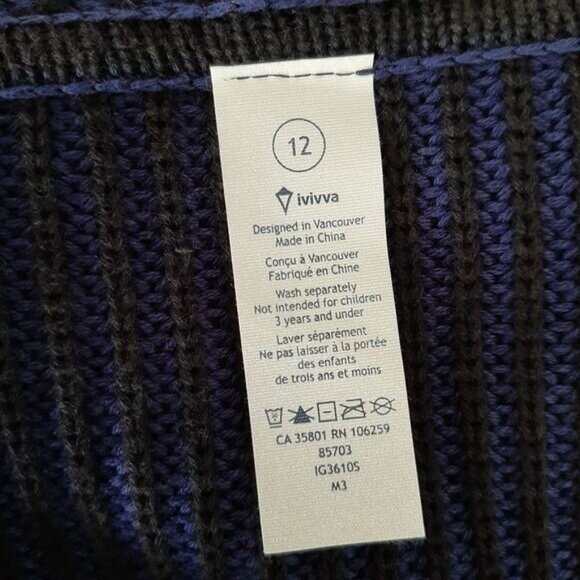 IVIVVA by Lululemon Cardigan Sweater w/ Hood Navy Kids Youth Sz 12 - Picture 12 of 12